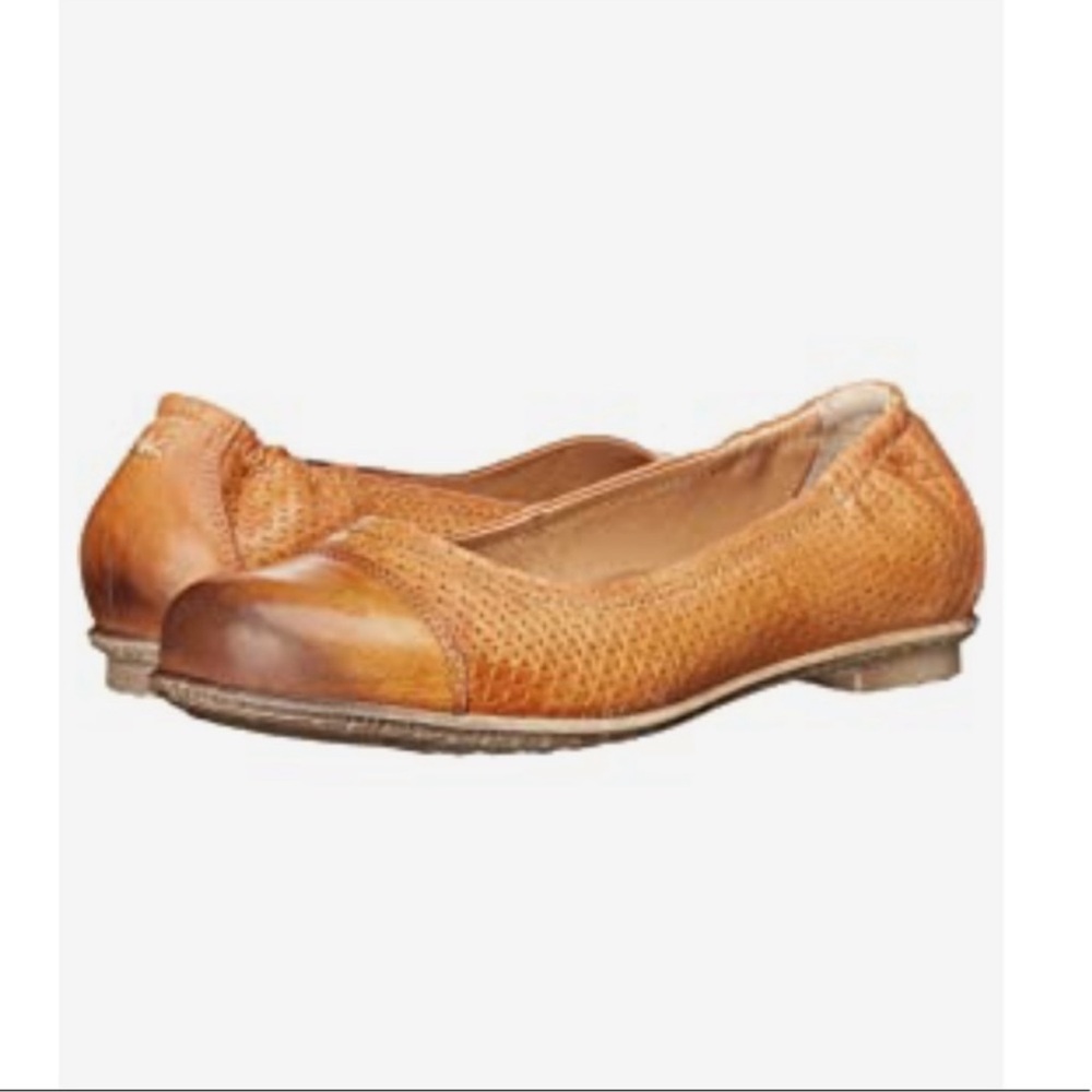 Taos Footwear Women's Tan Leather Perforated Ballet Flats